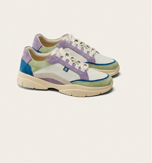 Basket Laura Suède et toile vert beige lilas ODAJE (ancien M MOUSTACHE)