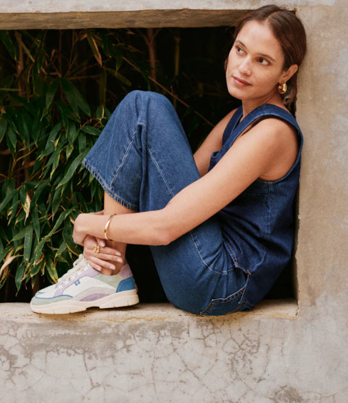 Basket Laura Suède et toile vert beige lilas ODAJE (ancien M MOUSTACHE)