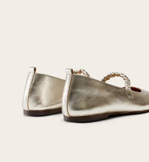 Ballerine SERRA cuir plissé argenté ODAJE ex M MOUSTACHE Reste 37 et 38 !