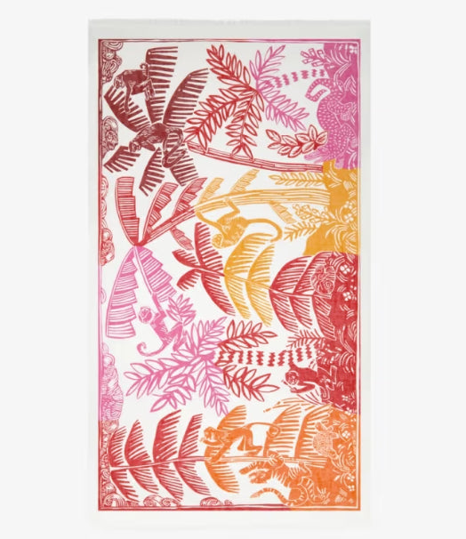 ETOLE Lin/ Coton 100 x 190 JUNGLE Rouge INOUI EDITIONS