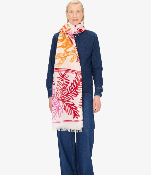 ETOLE Lin/ Coton 100 x 190 JUNGLE Rouge INOUI EDITIONS