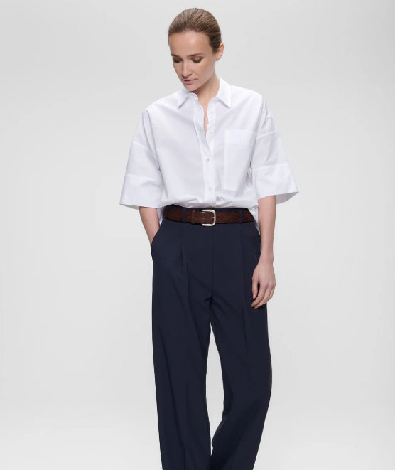 Chemise blanche Popeline de Coton Manches Courtes ZENGGI