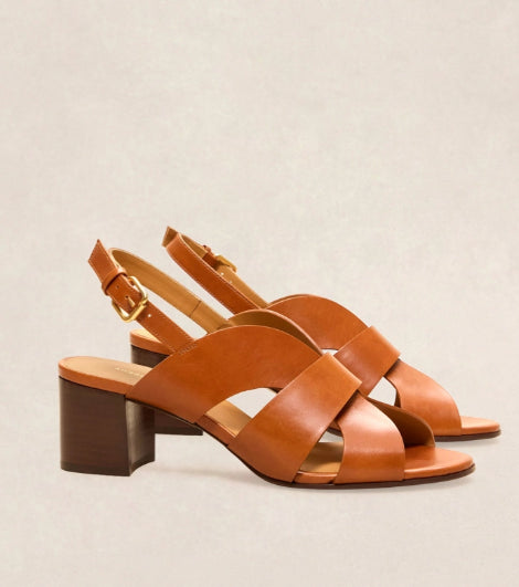 Sandale N° 551 cuir Cognac RIVECOUR Dernière en 36 !!