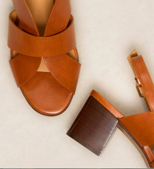 Sandale N° 551 cuir Cognac RIVECOUR Dernière en 36 !!