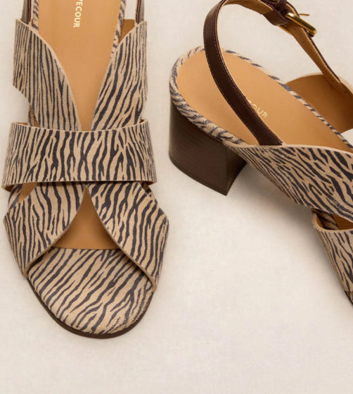 Sandale N° 551 cuir Imprimé Zèbre clair RIVECOUR Reste T37 !