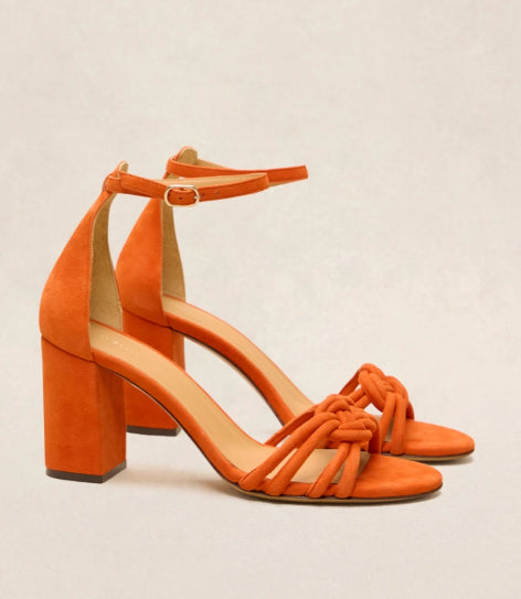 Sandale en cuir N° 191 Suède Orange RIVECOUR