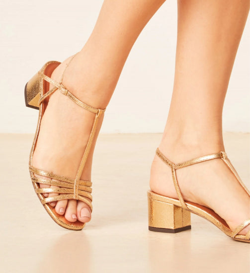 Sandale en cuir laminé doré N° 441 RIVECOUR