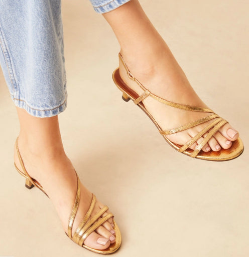 Sandale en cuir laminé Doré N° 464 Rivecour Reste 36!