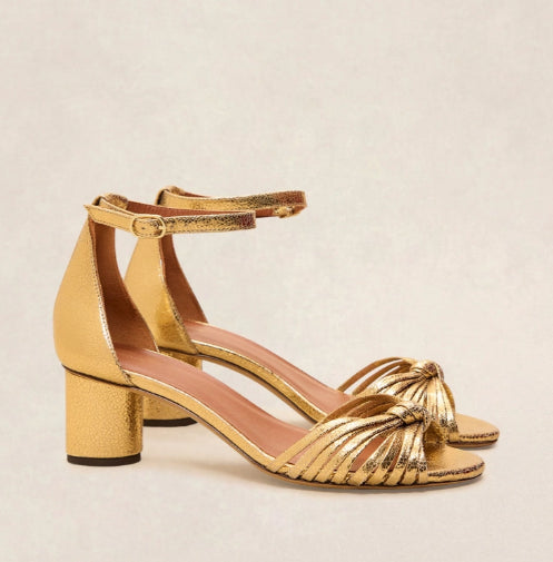 Sandale en cuir laminé Doré N° 478 RIVECOUR dernière en 41!!