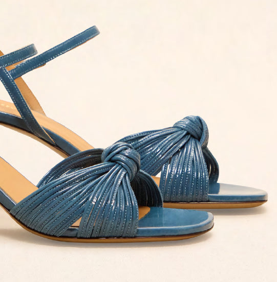 Sandale cuir métallisé Denim N° 640 RIVECOUR