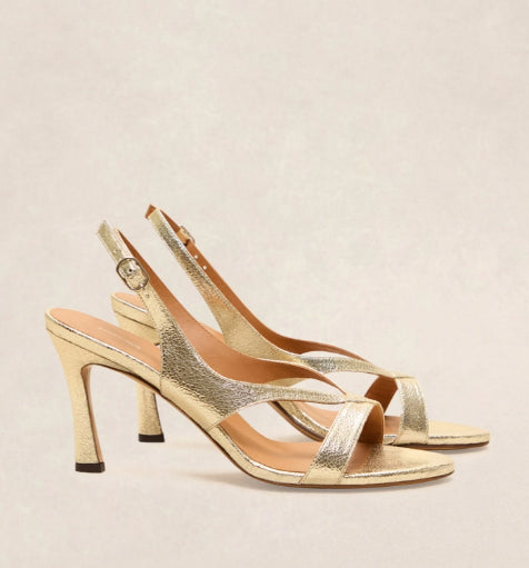 Sandale N° 798 en cuir Craquelé Or Blanc RIVECOUR