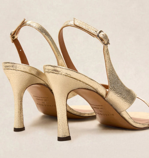 Sandale N° 798 en cuir Craquelé Or Blanc RIVECOUR