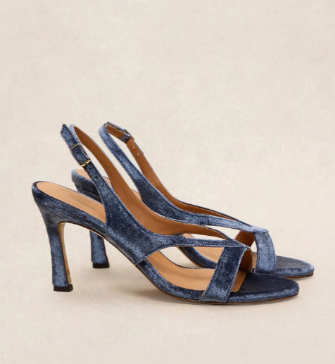 Sandale N° 798 en Velours Denim RIVECOUR