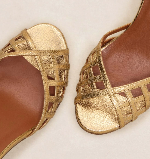 Sandale N° 672 en cuir laminé Doré RIVECOUR