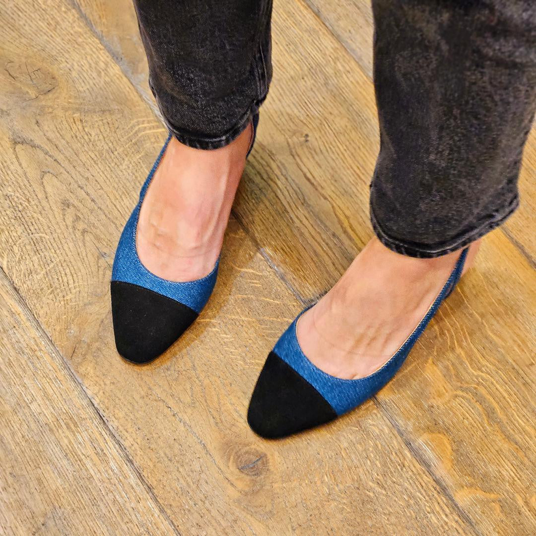 Slingback Bri-bri N° 212 Denim/ noir ANNIEL Reste 38 et 39 !