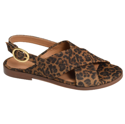 Sandale AXELLE cuir velours Léopard MAISON TOUFET