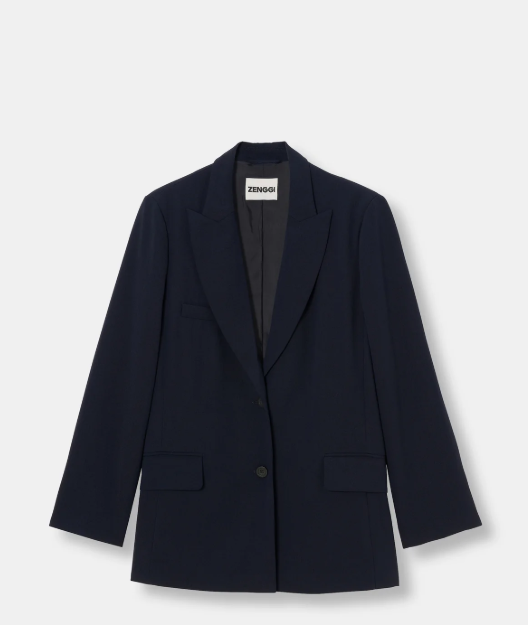 Blazer décontracté bleu en Crêpe japonaise ZENGGI Y08-1006