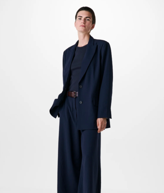 Blazer décontracté bleu en Crêpe japonaise ZENGGI Y08-1006
