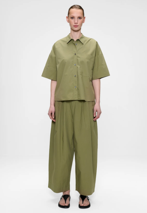 Chemise KAKI à manches courtes Popeline de Coton ZENGGI X04-1031