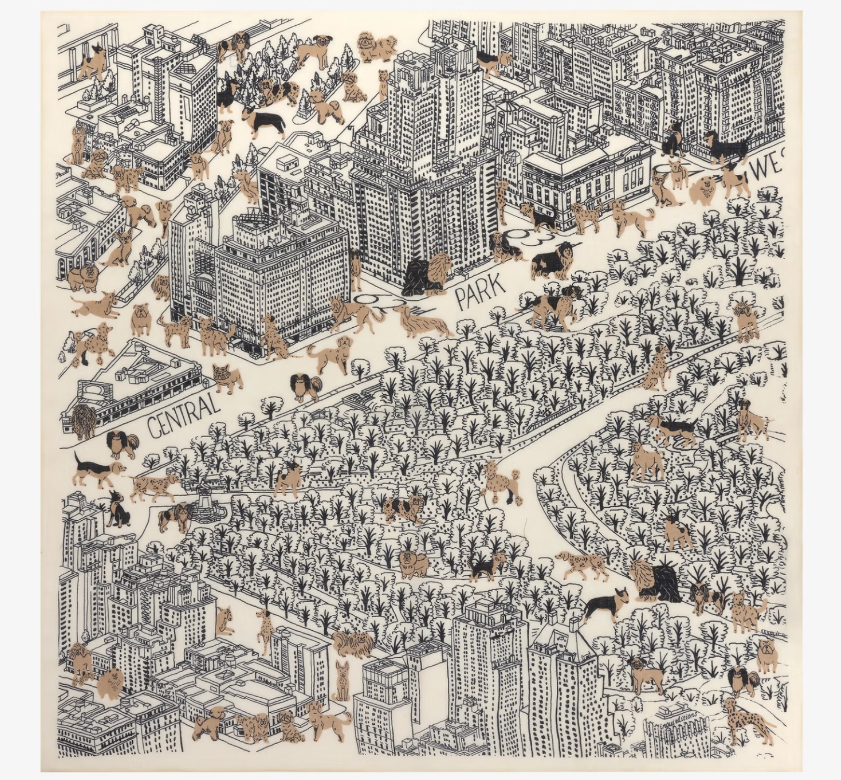 Carré 100 X 100 en laine CENTRAL PARK Blanc INOUI EDITIONS
