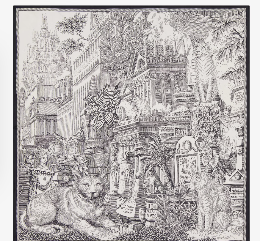 Carré de soie 65 PIRANESI noir Inoui Editions