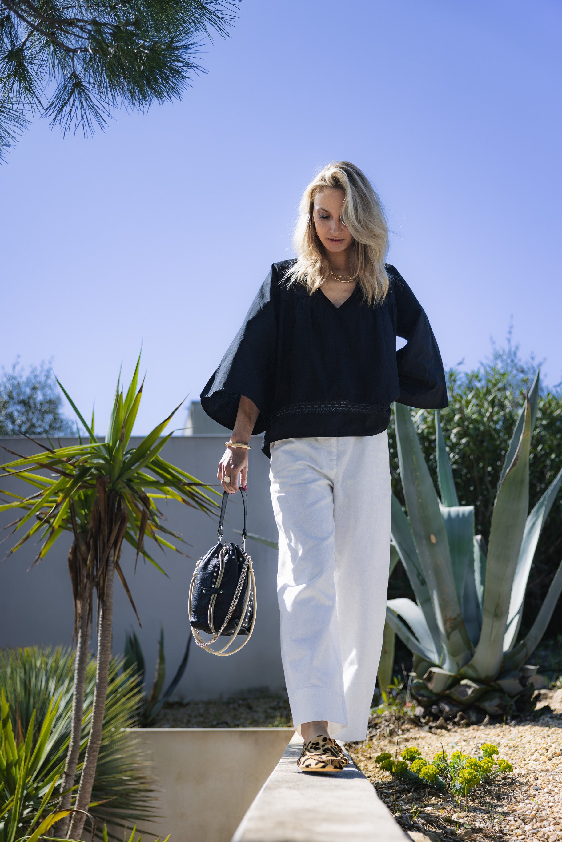 Pantalon ZORA Blanc en coton sergé ZENGGI X05-1010
