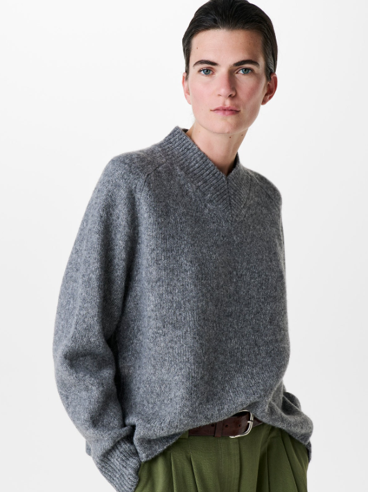Pull en Laine oversize en laine d'agneau et soie Y03-1020 Gris ZENGGI