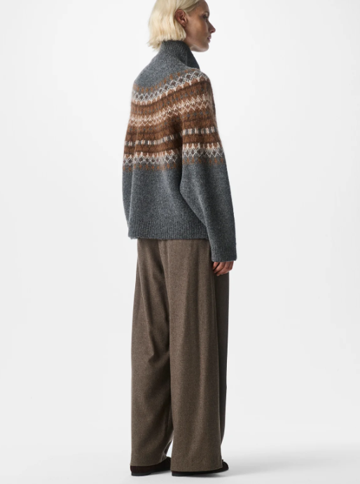 Pull col roulé jacquard en laine d'agneau Y03-1040 ZENGGI