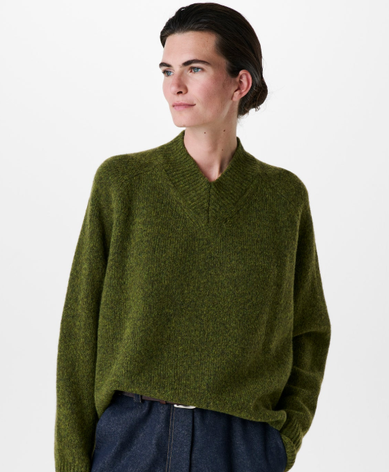 Pull en Laine oversize en laine d'agneau et soie Y03-1020 Green ZENGGI
