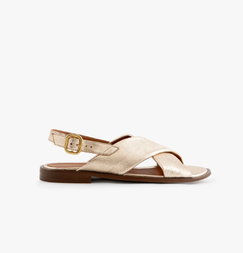 Sandale AXELLE cuir pailleté doré clair MAISON TOUFET