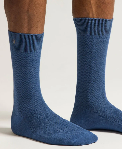 Pack de 3 chaussettes HOMME Chevrons gaufré Noir bleu marine et bleu ODAJE ex M MOUSTACHE Dernière en 43-45 !