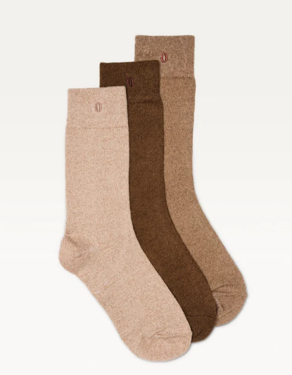 Pack de 3 chaussettes HOMME Chinées Marron ODAJE ex M MOUSTACHE Dernière en 43-45 !