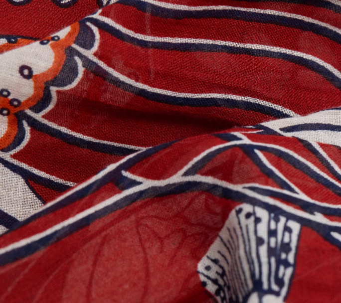 Étole 100 x 190 neptune rouge Inoui Editions