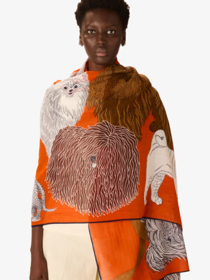 Étole 100 x 190 TOUTOU orange Inoui Editions