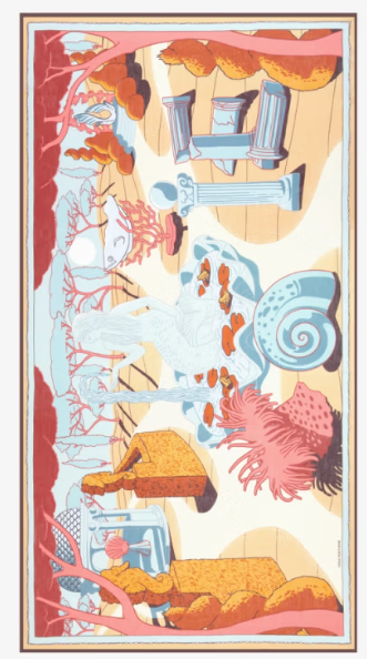 Étole 100 x 190 jardin corail Inoui Editions