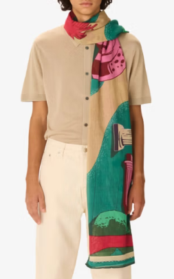 Étole 100 x 190 jardin fushia Inoui Editions