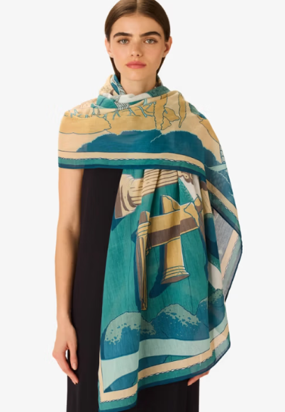 Étole 100 x 190 jardin turquoise Inoui Editions