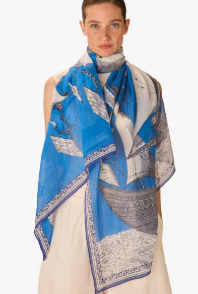 Étole 100 x 190 des rives et des rêves bleu Inoui Editions