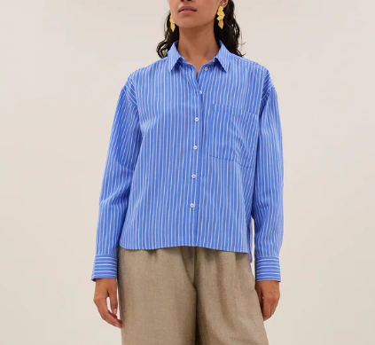 Chemise Lise à fines rayures bleues et blanches BY BAR