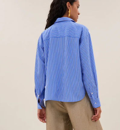 Chemise Lise à fines rayures bleues et blanches BY BAR