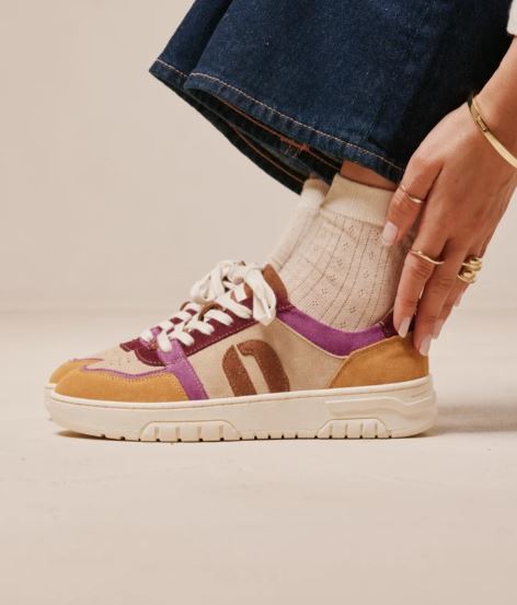 Basket Nora ocre violet beige ODAJE (ancien M MOUSTACHE)