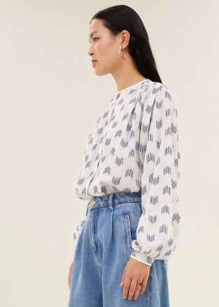 Blouse Nyka blanche a motif bleu Bibi BY BAR