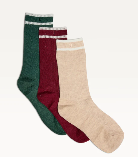 Pack de 3 Chaussettes Côtelé beige vert bordeaux ODAJE (ancien M. MOUSTACHE)