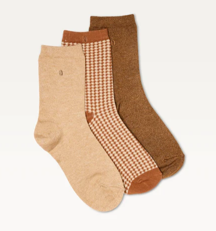 Pack de 3 Chaussettes Fantaisie paillettes et PDP et marron ODAJE (ancien M. MOUSTACHE)