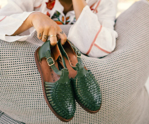 Sandale PEONIA en cuir OLIVE MAPACHE