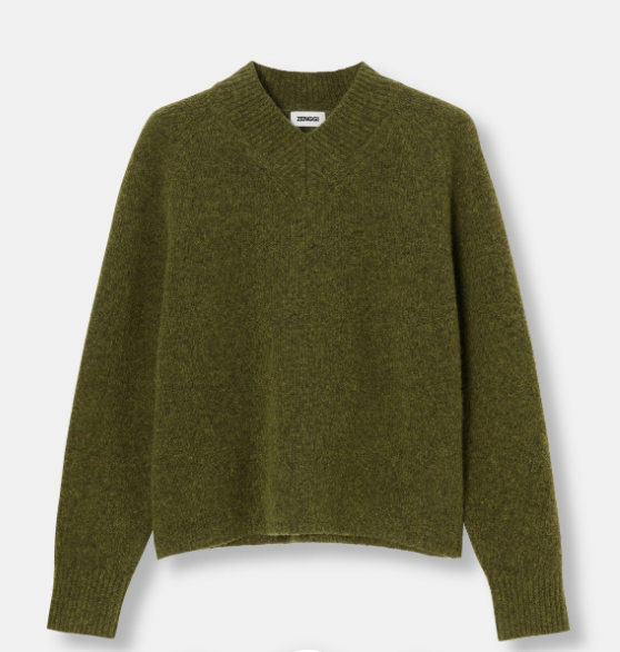 Pull en Laine oversize en laine d'agneau et soie Y03-1020 Green ZENGGI