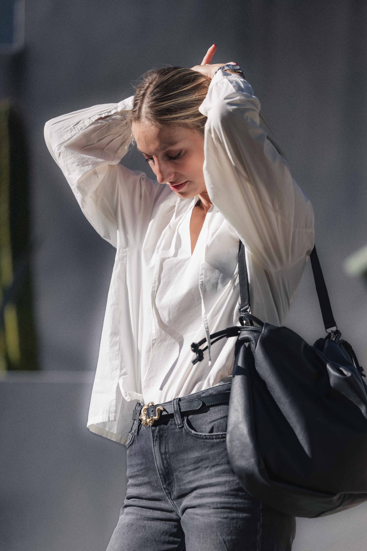 Sac Sarah L en cuir souple noir ESTELLON