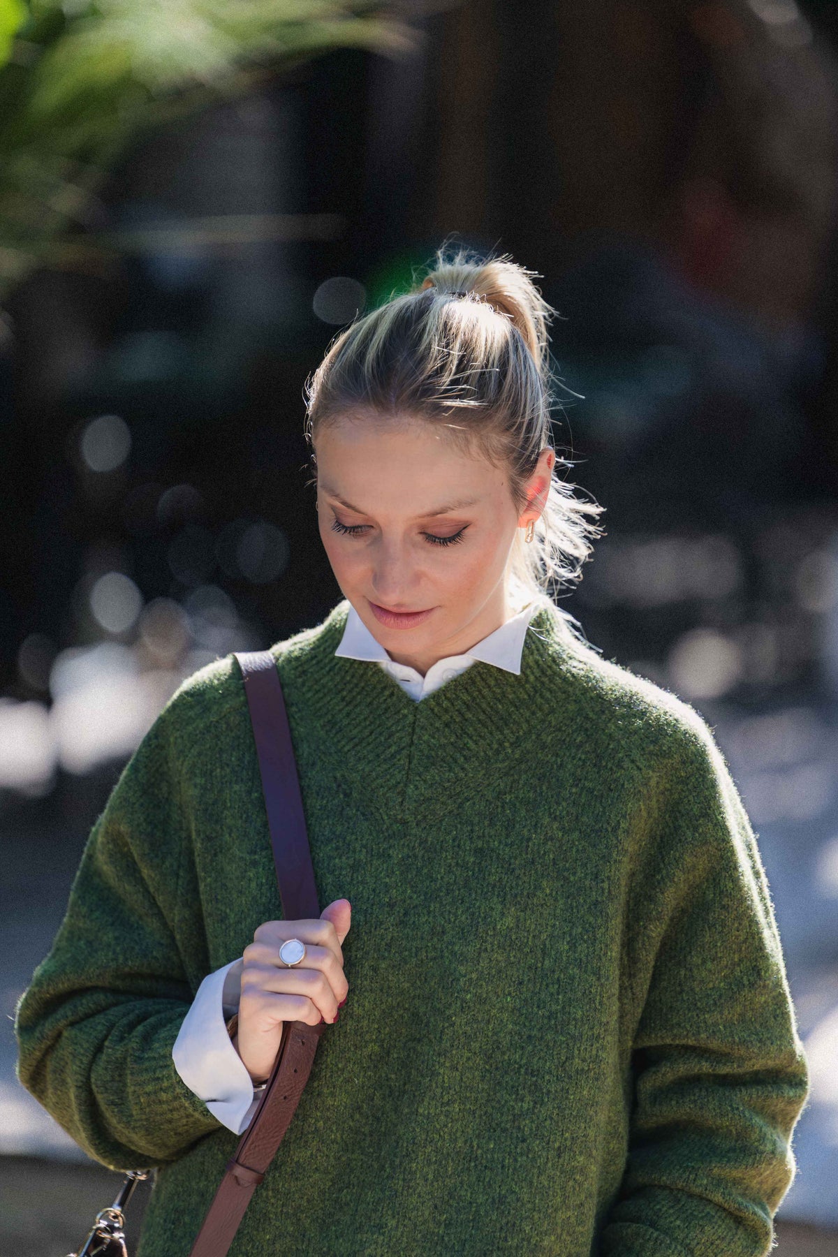 Pull en Laine oversize en laine d'agneau et soie Y03-1020 Green ZENGGI