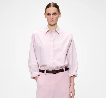 Chemise couleur rose à manches larges Popeline de Coton ZENGGI X04-1017