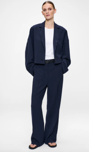 Blazer court bleu en Crêpe japonaise ZENGGI X09-1001